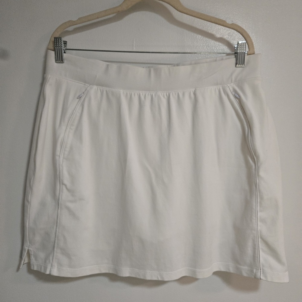 T by Talbots Petite 1XP Solid White Stretch Knit Skort Elastic Waist Pockets